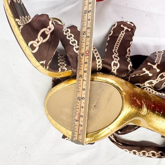 BEAUTIFUL BROWN SATIN WRAP HEELS SIIZE 7 - Picture 6 of 6
